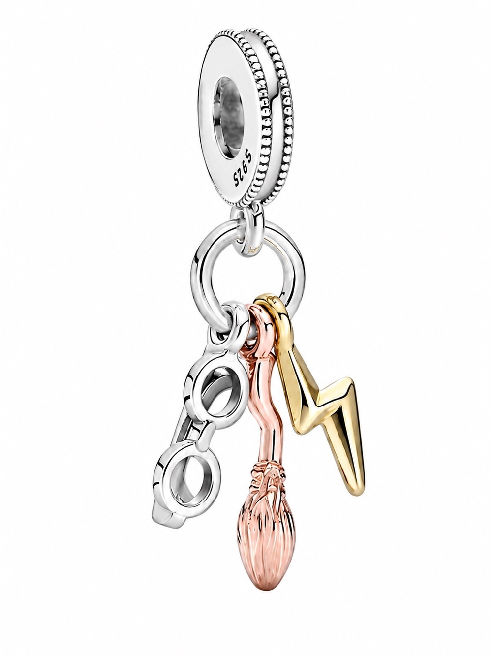 Sterling Silver Harry Potter Inspired Glasses Broom Lightning Bolt Dangle Charm-